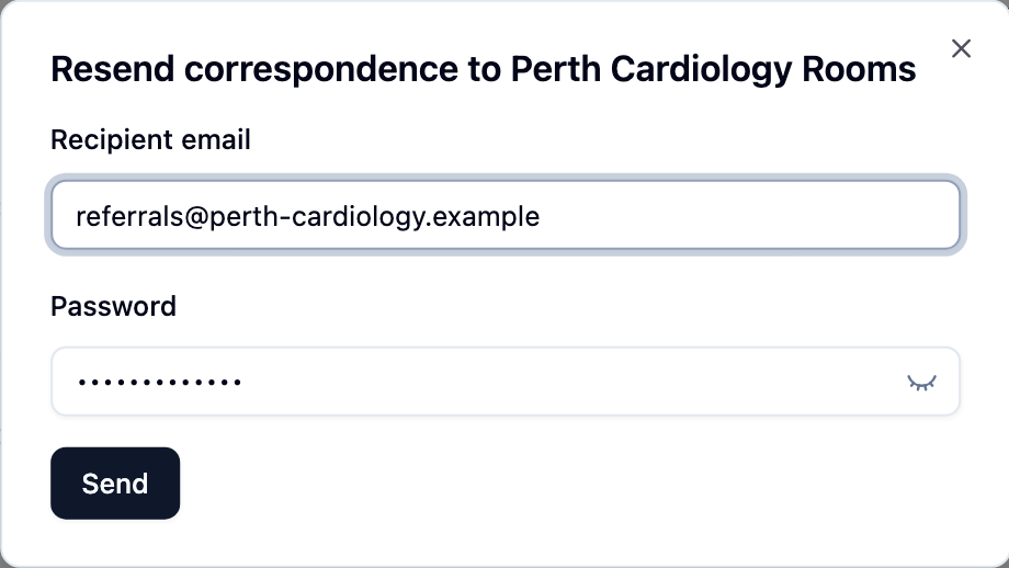 Resend correspondence dialog
