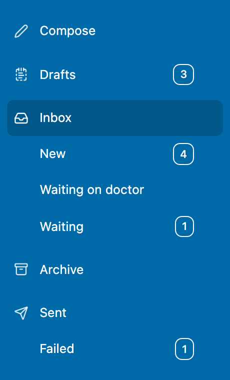 Sidebar with two saved views under Inbox