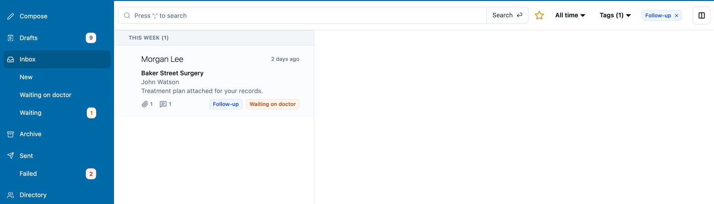 Pressing the star in the Inbox filter bar, naming the bookmark and saving it, with the view appearing in the sidebar under Inbox