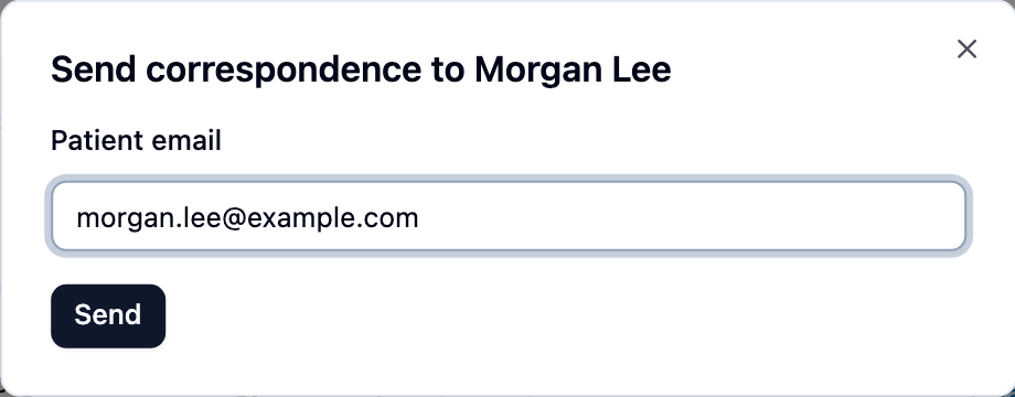 Send correspondence to the patient dialog