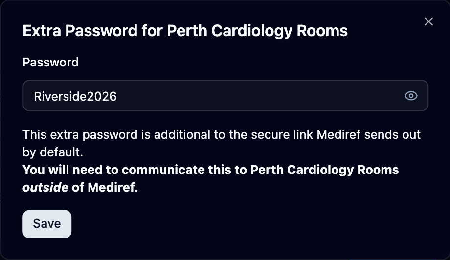 Extra Password dialog with the password revealed