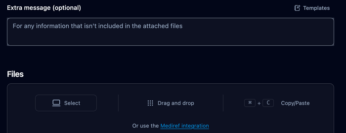 Pressing slash in the Extra message box, typing a few letters of a template name and picking it, so the saved wording drops into the box