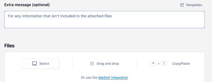 Pressing slash in the Extra message box, typing a few letters of a template name and picking it, so the saved wording drops into the box